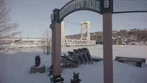 Winter Bridge Stock Footage 82318179