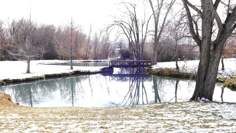 Winter Bridge Stock Footage 123559173