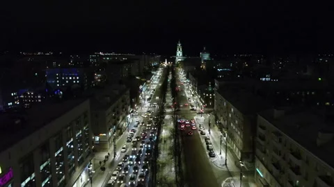 Winter bridge over the river leading to the city Stock Footage 146436470