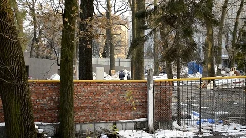 Winter Builders In Fast Motion An Front View Stock Footage 84013615