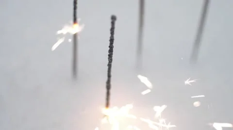 Winter burning sparklers Stock Footage 58394956