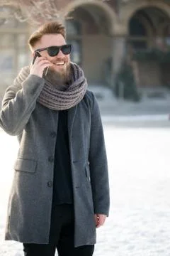 Winter business call Foto stock