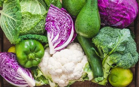 Winter cabbages, vegetables background. Fotos Stock