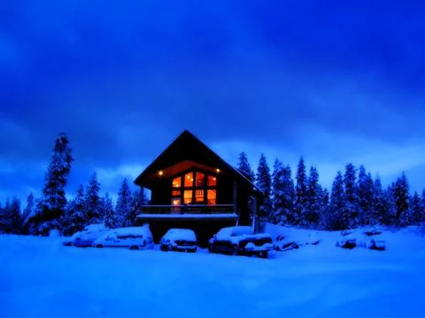Winter Cabin Stock Photos