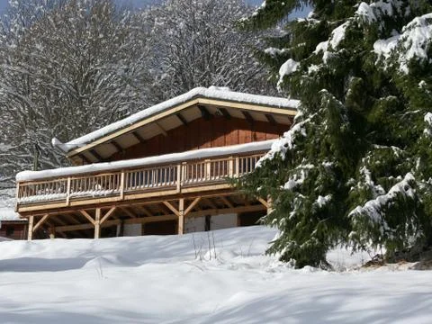 Winter Cabin Scene Stock Photos