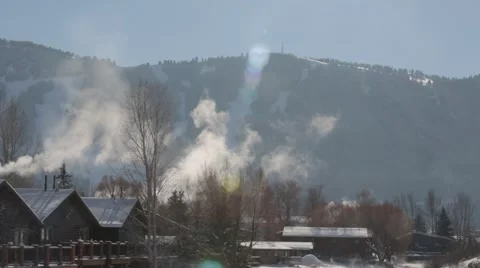 Winter Cabin Smoke Video stock 45525649