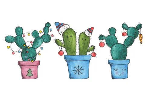 Winter cactuses Illustrazione stock