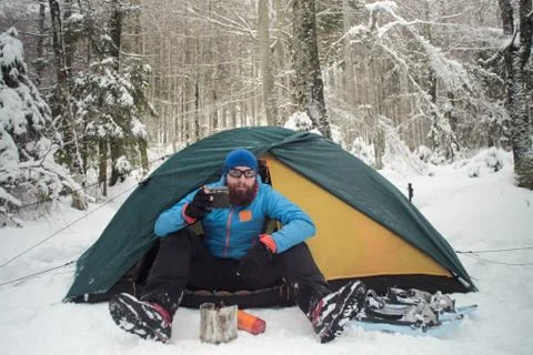 Winter camping or something Stock Photos