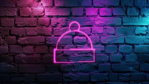 Winter Cap Icon neon on brick wall background Stock Footage 276703556