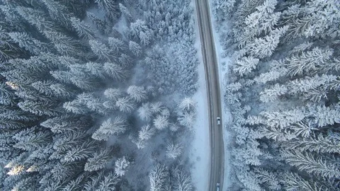Winter car driving on winter road Stock Footage 80756576