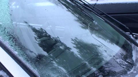 Winter - Car - Ice Windshield Wipers Stock Footage 42934235