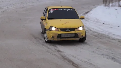 Winter car race Stock Footage 55695706