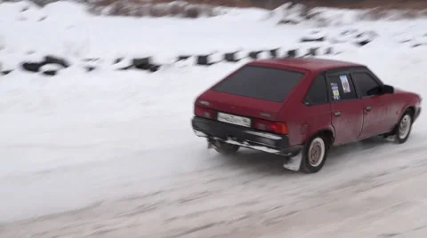 Winter car race Stock Footage 55695710