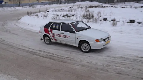 Winter car race Stock Footage 55695715