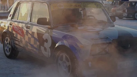 Winter car race Stock Footage 88288770