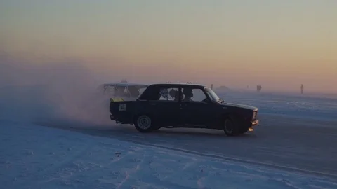 Winter car race Stock-Footage 88288787