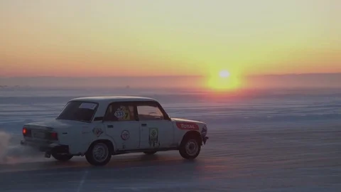 Winter car race Stock Footage 88288832
