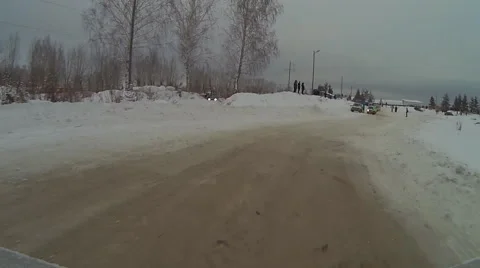 Winter car race5 Stock Footage 55400176