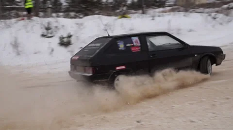 Winter car race6 Stock Footage 55401746