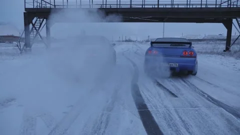 Winter Car racing Stock Footage 157486797