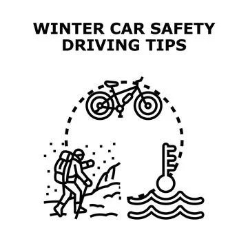 Winter car safety driving tips concept Stock Illustration
