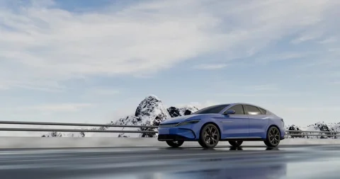Winter car trip to the mountains Stock Footage 318140160