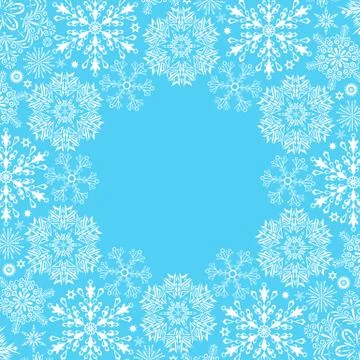 Winter card with white snowflakes Stock Illustration