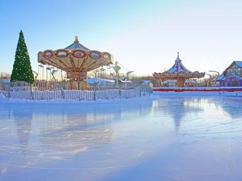 Winter carousel creeping. Stock Photos