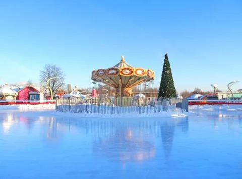 Winter carousel creeping. Stock Photos