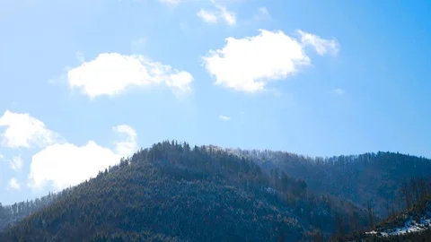 Winter Carpathians. Mountain. Timelapse. Sky Stock-Footage 125924980