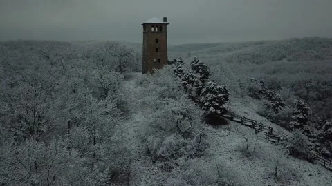 Winter at Castle tower Stock Footage 208254157