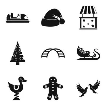 Winter celebration icons set, simple style Stock Illustration