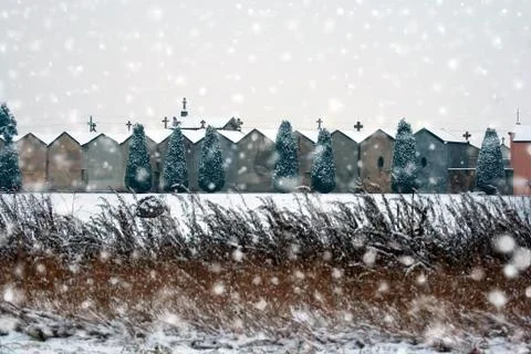 Winter cemetery Stock Photos