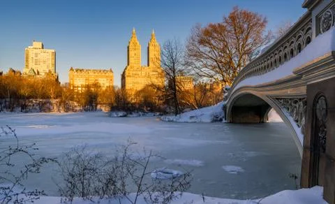 Winter in Central Park and Upper West Side, New York Foto stock