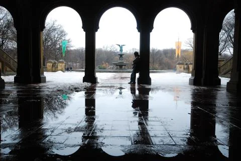 Winter at central park Stock Photos