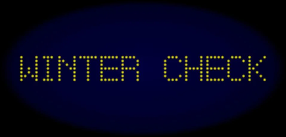 WINTER CHECK Led Style Caption with Glowing Dots Illustrazione stock