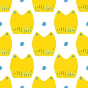 Winter children s hat. Seamless illustration. Design for fabric, wrapping pap Stock Illustration