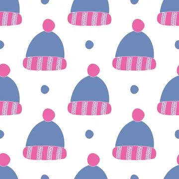 Winter children s hat. Seamless illustration. Design for fabric, wrapping pap Stock Illustration
