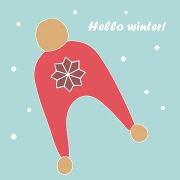 Winter children's hat with buboes. Hello winter. Flat vector illustration Stock Illustration