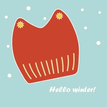 Winter children's hat. Hello winter. Flat vector illustration Stock Illustration
