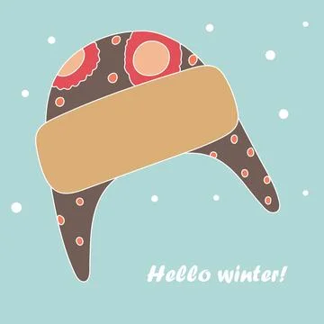 Winter children's hat. Hello winter. Flat vector illustration Stock Illustration
