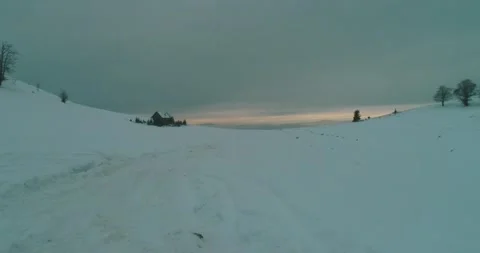 Winter chill. Natural winter landscape from air. Aerial view on the forest at Stock Footage 231990685