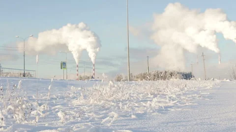 Winter. Chimney smoke background. Stock Footage 57097133