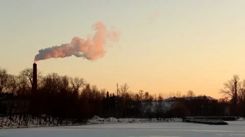 Winter chimney smoking DNxHD Stock Footage 10737480