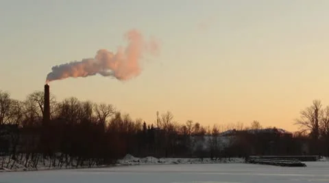 Winter chimney smoking ProRes Stock Footage 10724588