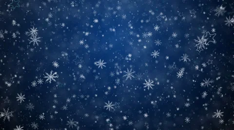 Winter Christmas background, falling snowflakes and stars Stock Footage 32548949