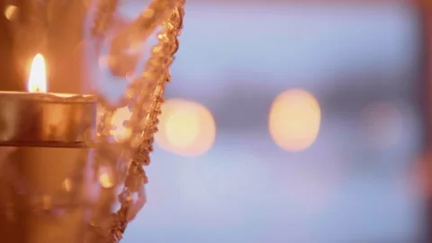 Winter Christmas Bokeh Background Scene Winter Field and Candles Christmas Light Stock Footage 293354531