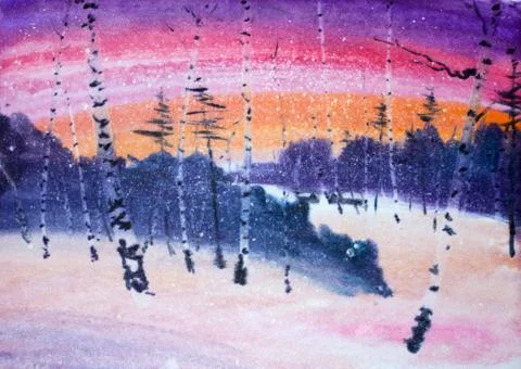 Winter christmas evening Stock Illustration