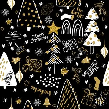 Winter Christmas forest creative background. Seamless pattern Illustrazione stock
