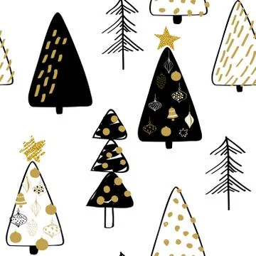 Winter Christmas forest creative background. Seamless pattern Stock Illustration
